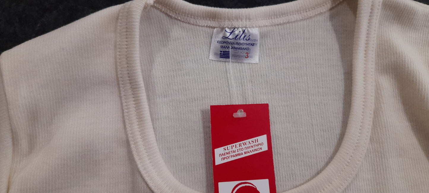 Χονδρή Μάλλινη wool-cotton φανέλα με κοντό μανίκι σε πλέξη Ίντερλοκ #300